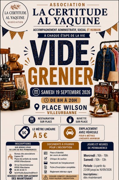 Vide grenier de l'association La Certitude Al Yaquine 